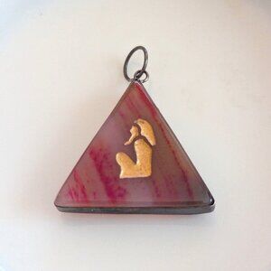 Egyptian Pharaoh Pendant Pyramid Rhodochrosite Stone Necklace‎ Boho Fairy Core